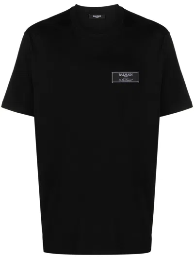 Balmain T-shirt With Label In Black