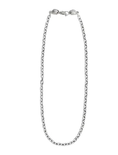 Emanuele Bicocchi Link Chain Necklace With Skulls In Silver