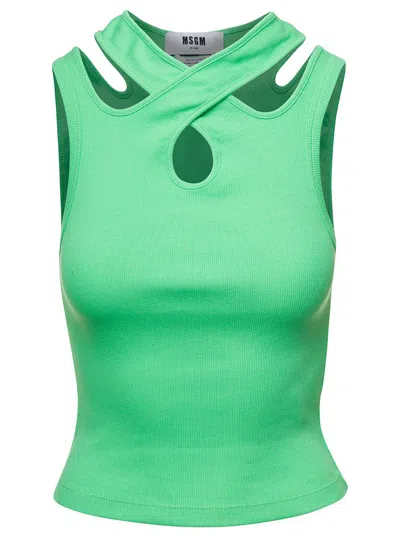 Msgm Top Mit Cut-outs In Green