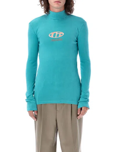 Martine Rose Long-sleeved Turtleneck T-shirt In Cyan