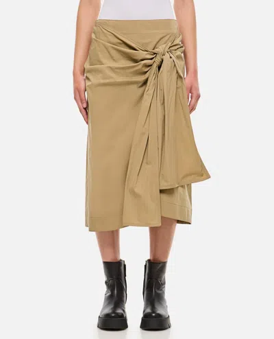 Bottega Veneta Knotted Cotton-blend Midi Skirt In Beige