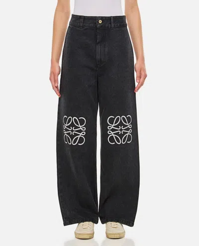 Loewe Anagram-logo Straight-leg Jeans In Black