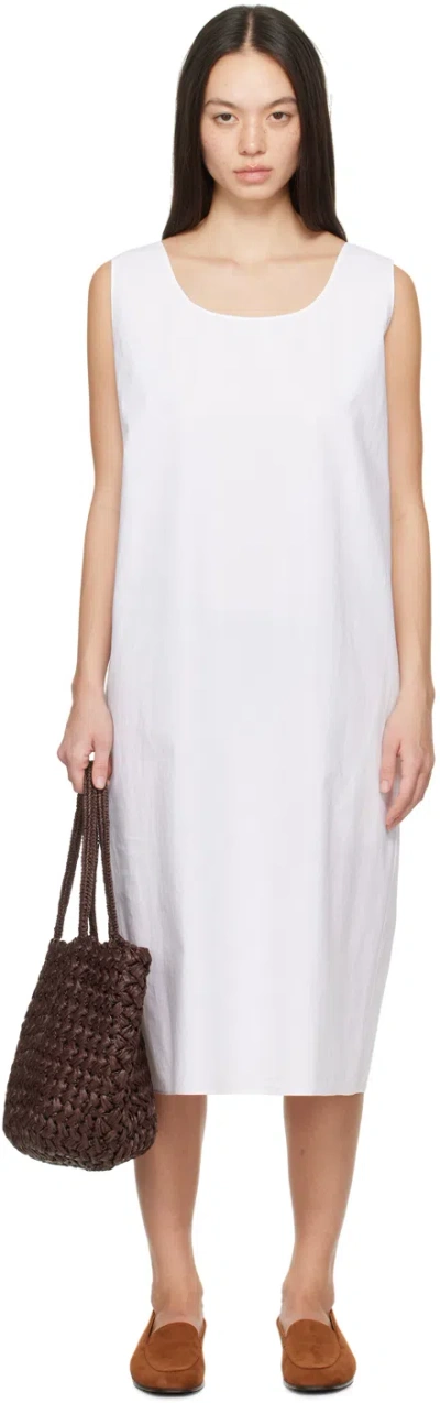 The Row Janah Cotton Midi Dress In Off White