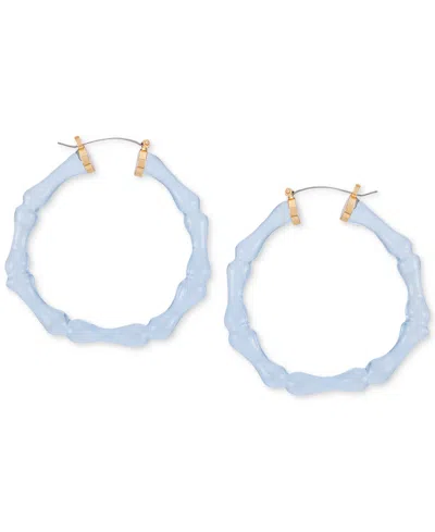Guess Lucite Bamboo-shaped Large Hoop Earrings, 2.25" In Blue