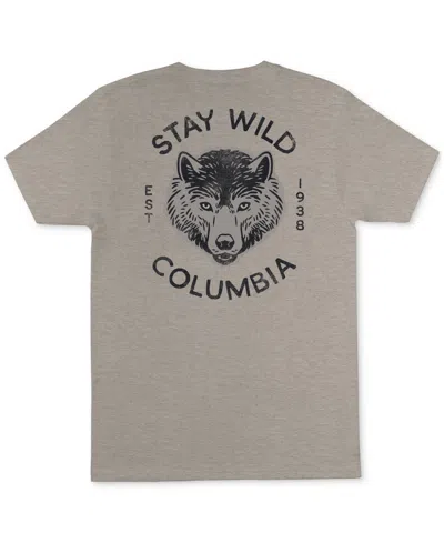 Columbia Mens Short Sleeve Stay Wild Graphic T-shirt In Fossil Heather