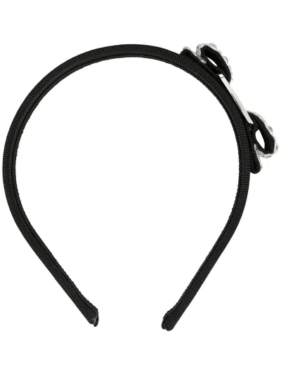 Ferragamo Vara Sequined Bow Headband In Black