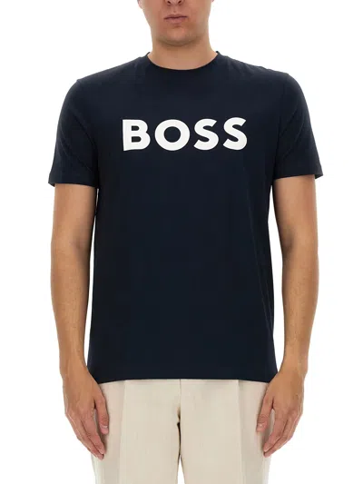 Hugo Boss Logo Print T-shirt In Blue