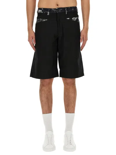 Versace Jeans Couture Denim Bermuda Shorts In Black