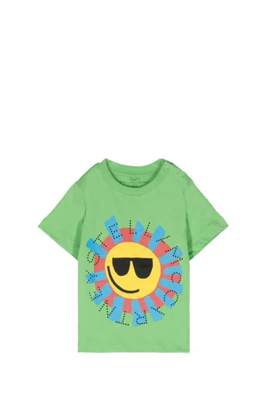 Stella Mccartney Babies' Sun Logo-print Cotton T-shirt In Green