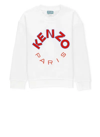 Kenzo Kids' Logo-embroidered Cotton Sweatshirt In Neutrals