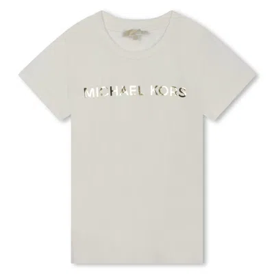 Michael Kors Kids' Logo印花棉t恤 In White