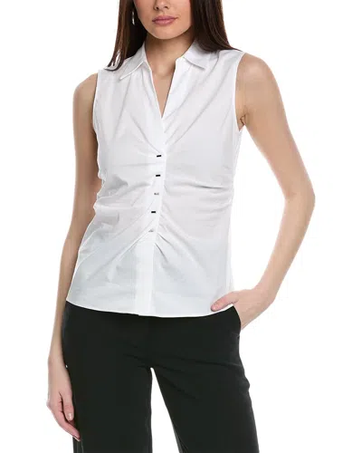 T Tahari Collared Woven Shirt In White