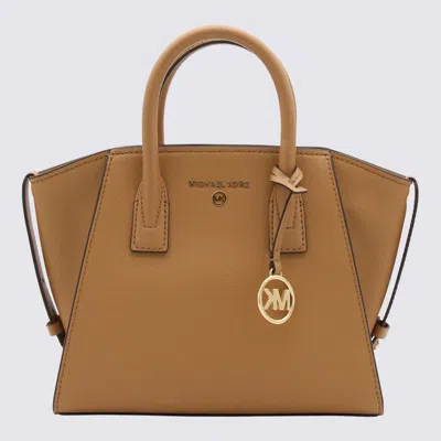 Michael Kors Sand Leather Avril Top Handle Bag In Brown