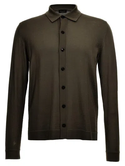 Roberto Collina Knitted Shirt In Green