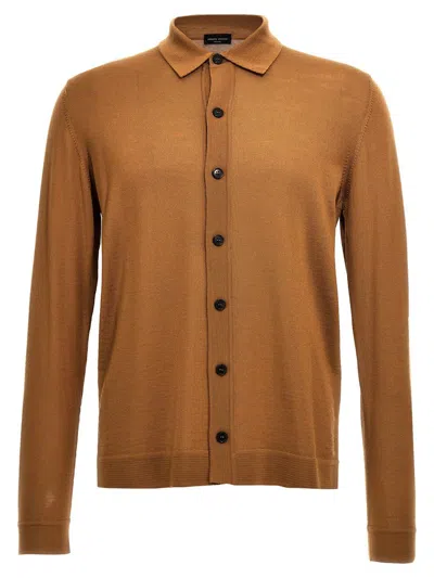 Roberto Collina Knitted Shirt In Beige