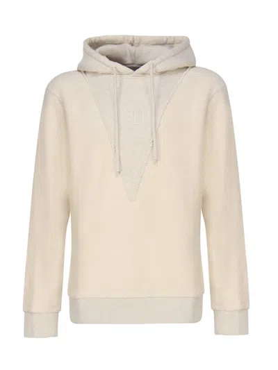 Jw Anderson Embroidered Logo Hoodie In Beige