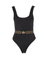 Versace Greca Border One-piece Swimsuit In Black