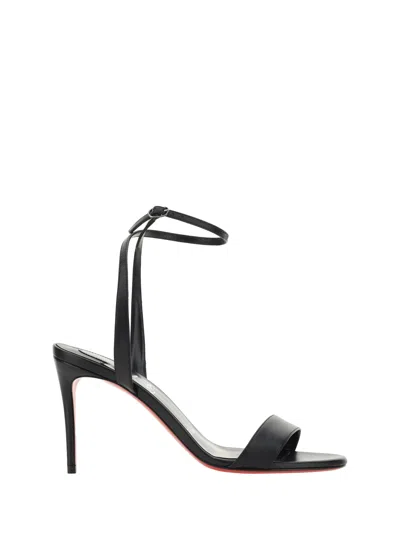 Christian Louboutin Loubigirl 85 Black Leather Sandals In Black/ Lin Black