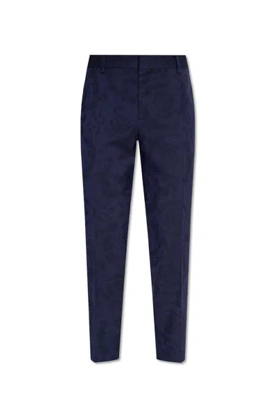 Versace Pleated Tailored Trousers In Blue