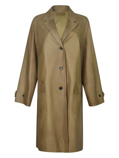 Prada Mid-length Buttoned Coat In Coloniale
