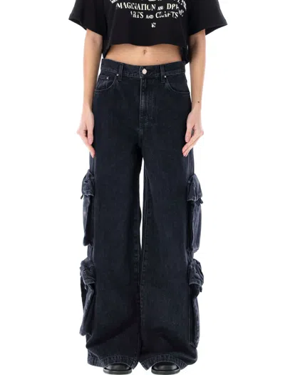 Amiri Black Baggy Cargo Jeans In Faded Black
