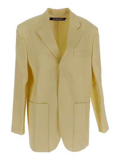 Jacquemus Buttoned Blazer In Yellow