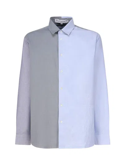 Jw Anderson J.w. Anderson Patchwork Shirt With Anchor Embroidery In Grey