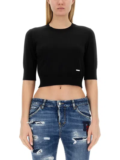 Dsquared2 Cropped Shirt In Nero