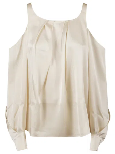 Jw Anderson Twisted Cold Shoulder Top In Off-white