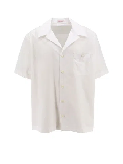 Valentino Logo Plaque Short-sleeved Shirt In White