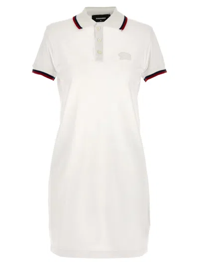 Dsquared2 Maxi Cut Out Polo Dress In White