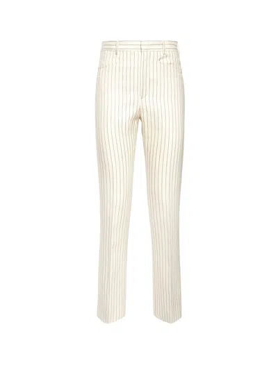 Tom Ford Striped Tailored Trouser In White
