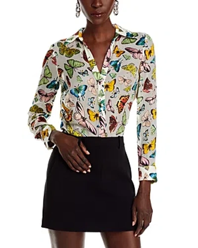 Alice And Olivia Eloise Boundless Butterfly Button-front Blouse