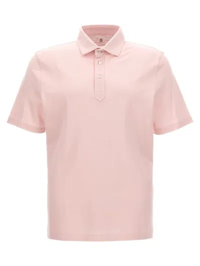 Brunello Cucinelli Cotton Piquet Polo Shirt In Pink