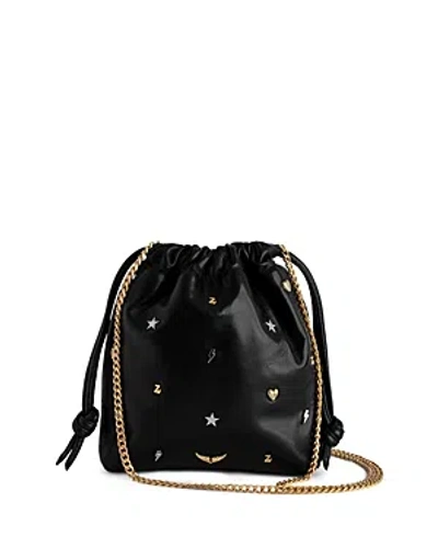 Zadig & Voltaire Rock To Go Lucky Charm Leather Crossbody Bag In Noir