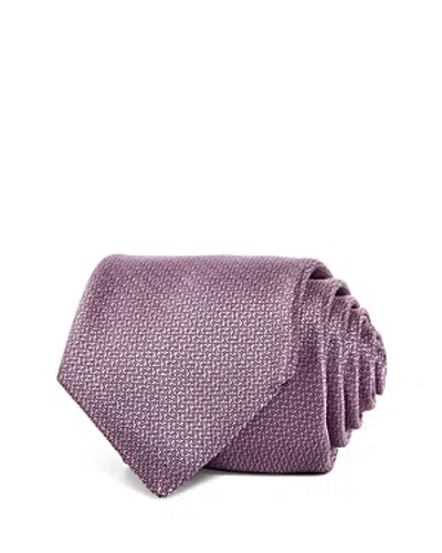 Canali Textured Solid Silk Classic Tie In Pink