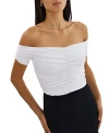 Lamarque Nina Ruched Jersey Off-the-shoulder Top In White