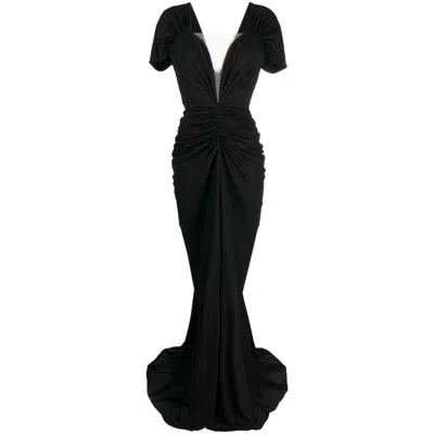 Rhea Costa Draped-waistline Detail Dress In Black
