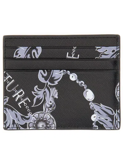 Versace Jeans Couture Barocco Print Cardholder In Black