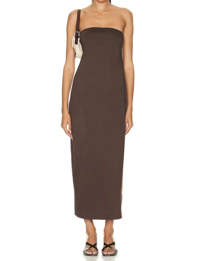 Enza Costa Luxe Knit Strapless Maxi In Brown In Black