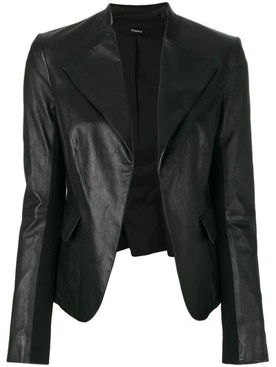 Theory Bristol Peplum Leather Jacket In Black