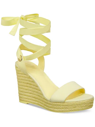 Inc Maxx Womens Faux Suede Open Toe Wedge Sandals In Yellow