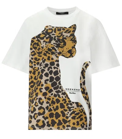 Max Mara Viterbo Leopard T Shirt In White