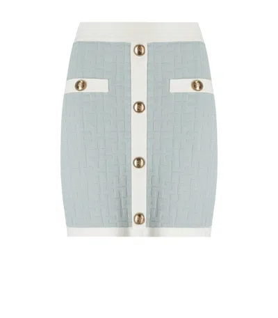 Elisabetta Franchi Acqua Monogram Knitted Skirt In Light Blue