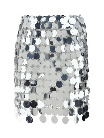 Rabanne Paillette Chainmail Mini Skirt In Silver