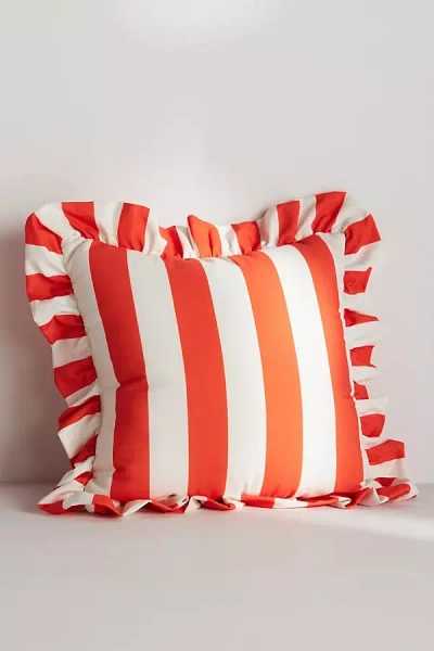 Maeve By Anthropologie Striped Ruffle Indoor/outdoor Pillow In Multi