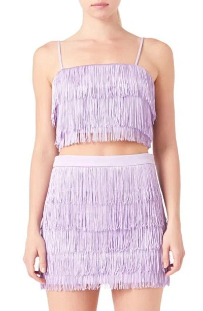 Endless Rose Tiered Fringe Crop Top In Lilac