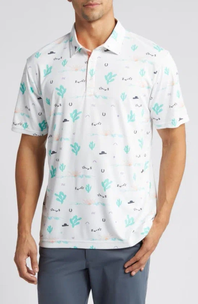 Swannies Hank Southwest Print Golf Polo In Cactus