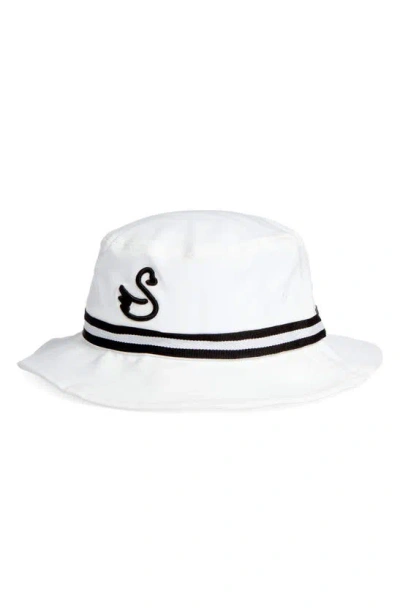 Swannies Watson Logo Embroidered Water Resistant Bucket Hat In White