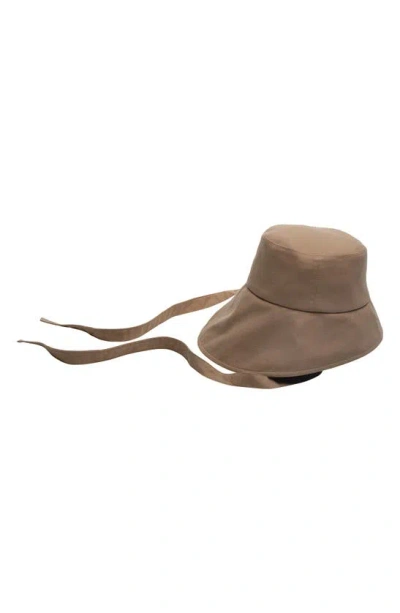 Eugenia Kim Ally Linen Bucket Hat In Camel